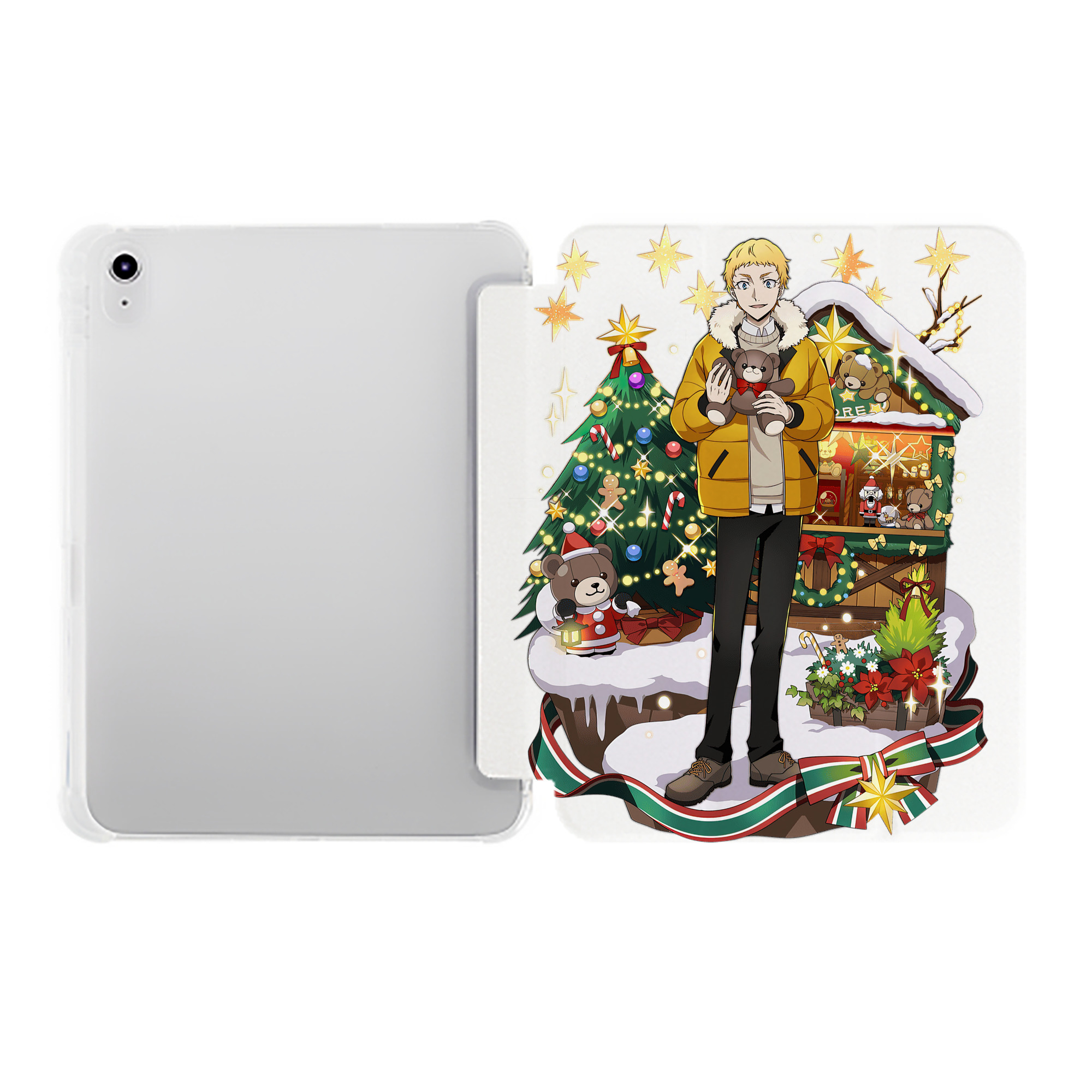 （画像用） 文豪ストレイドッグス Bungo Stray Dogs IPad ケース ペン収納付き 三つ折りスタンド PUレザー×シリコン 対応機種9.5/10.5/10.9インチ